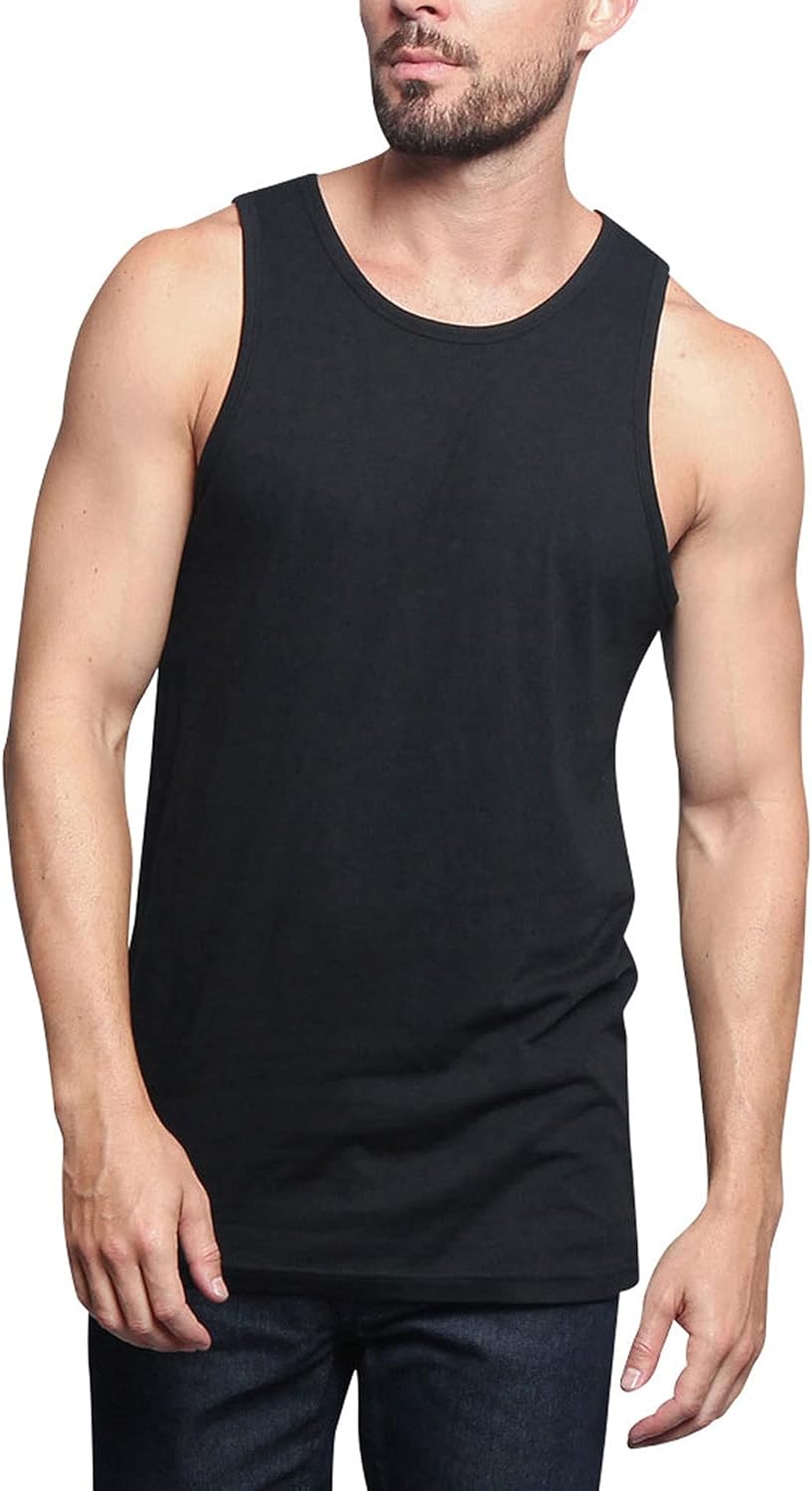 VICTORIOUS Solid Color Long Length Curved Hem Tank Top, Tt47